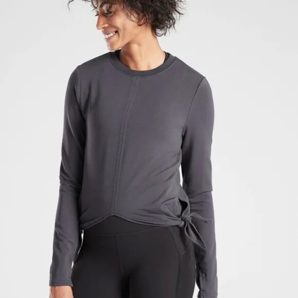 Athleta Samsara Gray Side Tie Sweatshirt Size XL